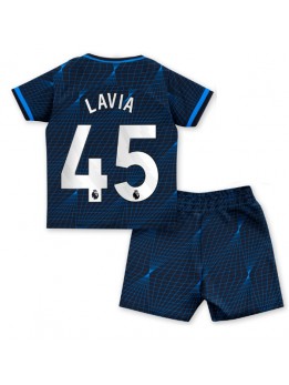 Otroški Nogometna dresi replika Chelsea Romeo Lavia #45 Gostujoči 2023-24 Kratek rokav (+ hlače)